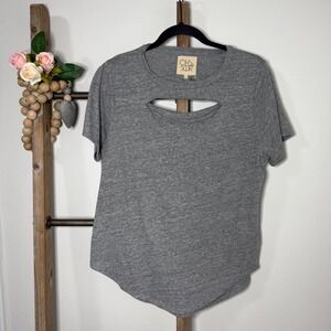 Chaser Grey Cutout Short Sleeve T Shirt Womens Size Large
